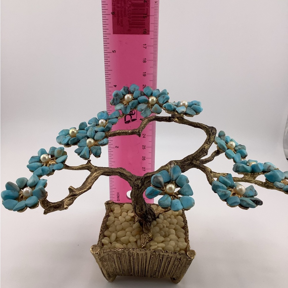 Vintage MCM Swoboda Turquoise and Cultured Pearl Bonsai Tree - Picture 8 of 8